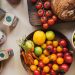 Fresh fruits and vegetables arranged on a table